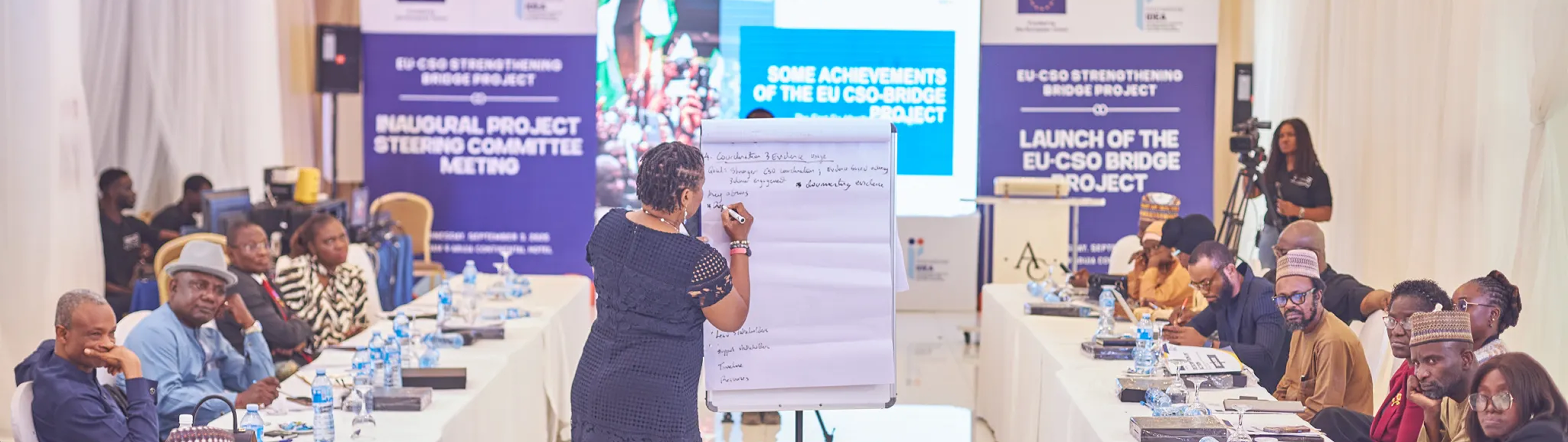 CSO-Bridge project materials and publications displayed on a table