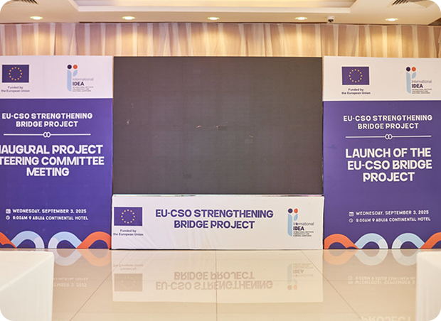 CSO-Bridge project materials and publications displayed on a table